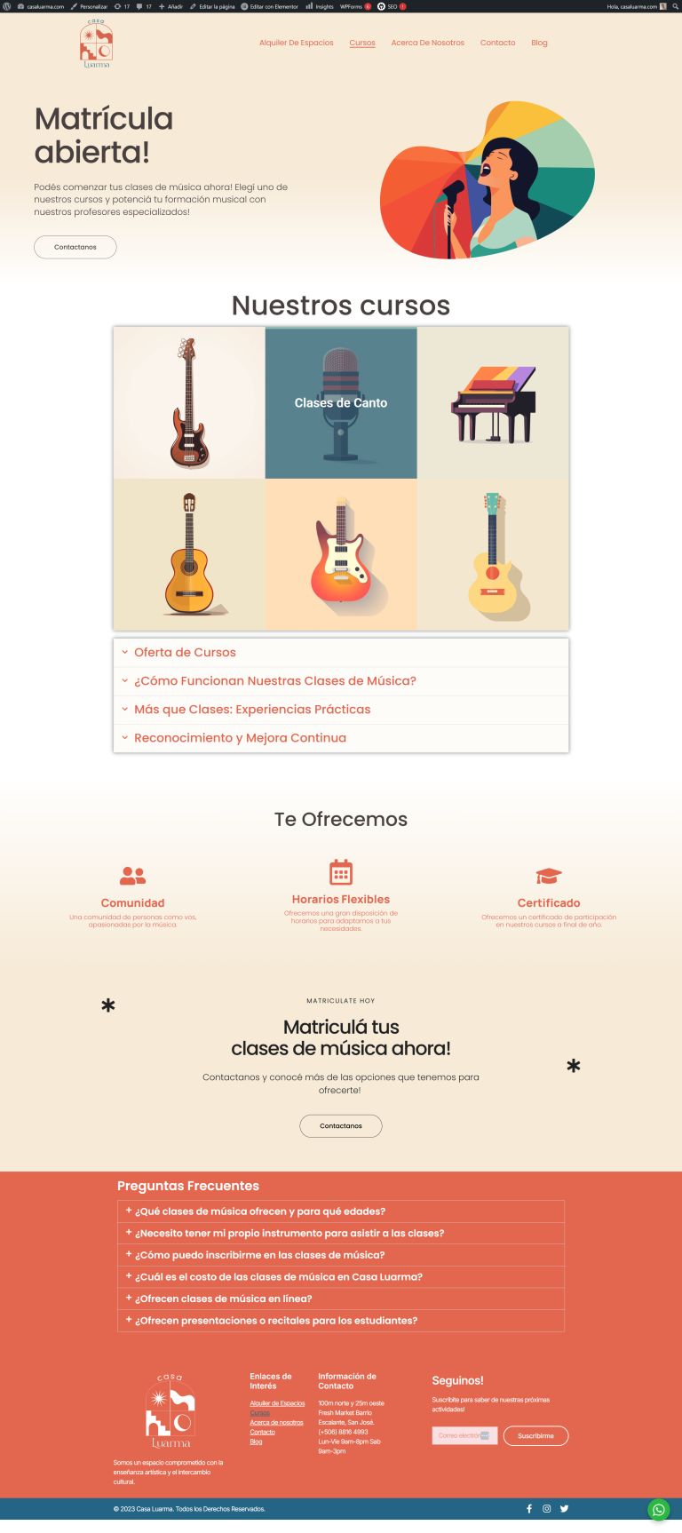 captura de web Cursos